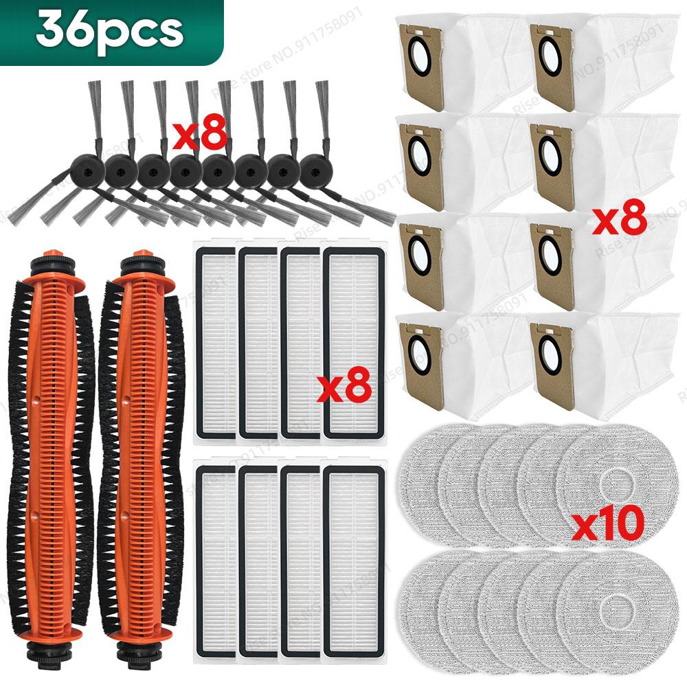 Kompatibel für ( Mijia Roboter Staubsauger Wischmopp 5 Pro ) Zubehör Hauptbürste Filter Staubbeutel Mopptuch Ersatzteilset