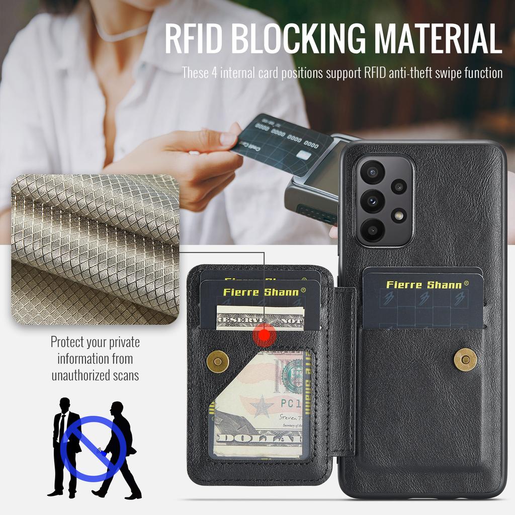 For Samsung Galaxy A23 4G Case Leather+TPU Phone Cover Built-in Magnetic Holder Metal Sheet