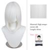 40cm Anime Synthetic White Purple Cosplay Wigs Short Green Hair Straight Silver Wig Pink Hairpiece Short Wig with Bangs