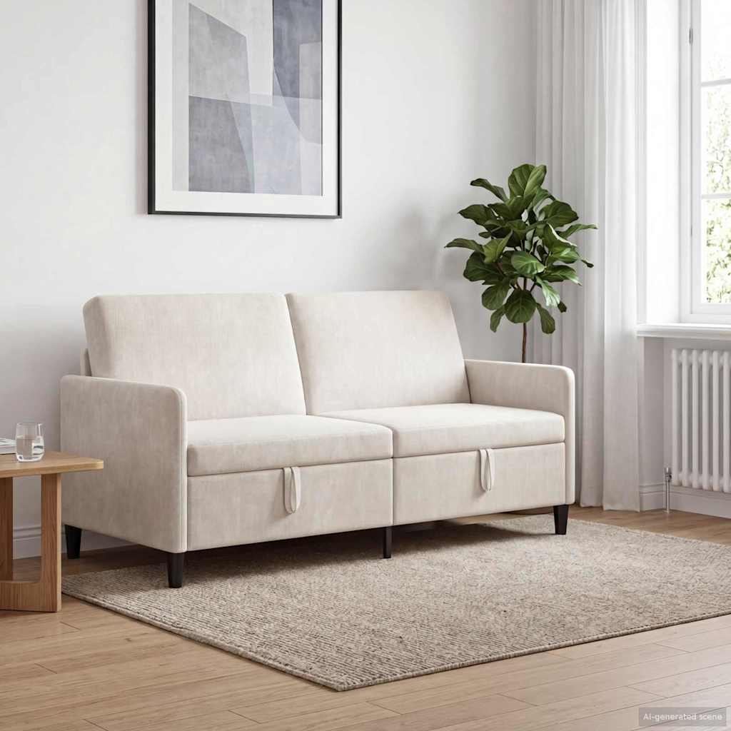 Cream Storage Sofa 172 X 78 X 87 Cm Polyester