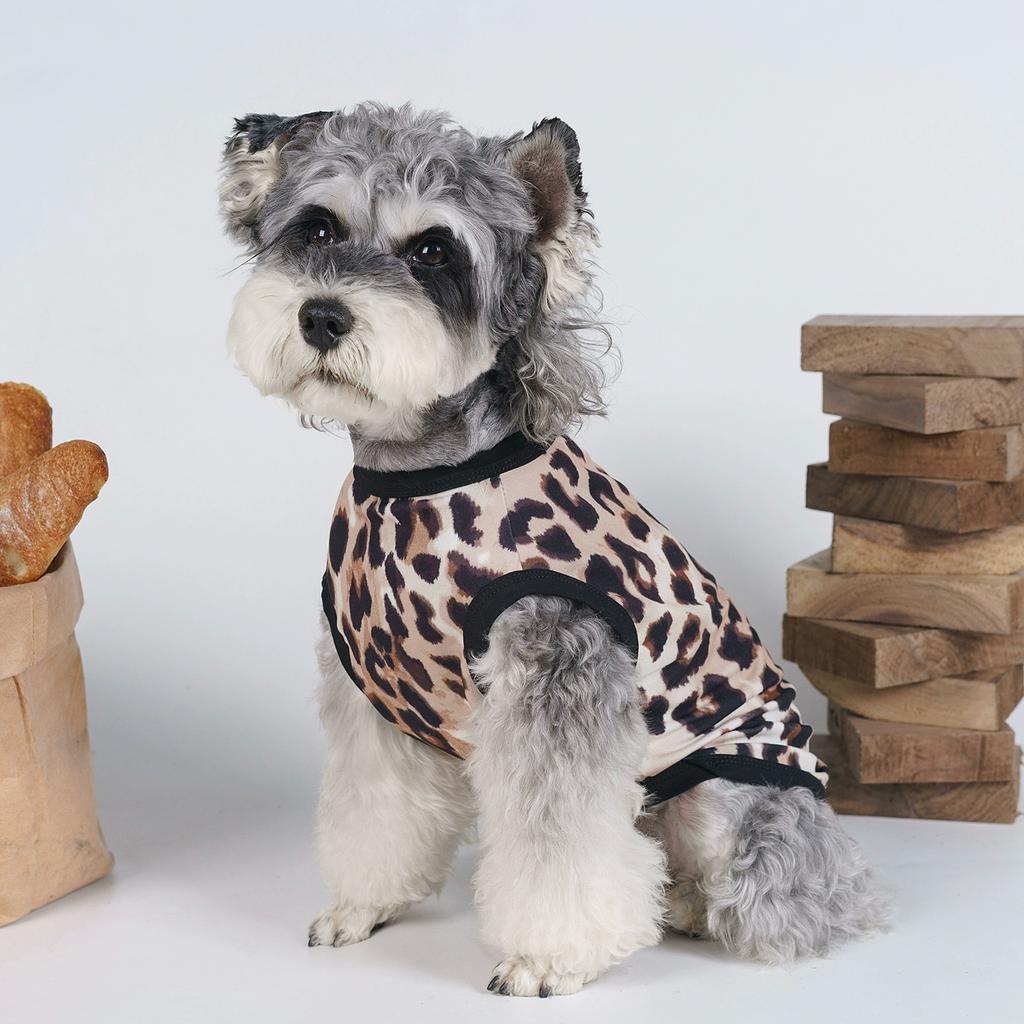 2025 latest pet leopard print vest dog dog cat summer home going out vest, breathable and comfortable, suitable for small and me