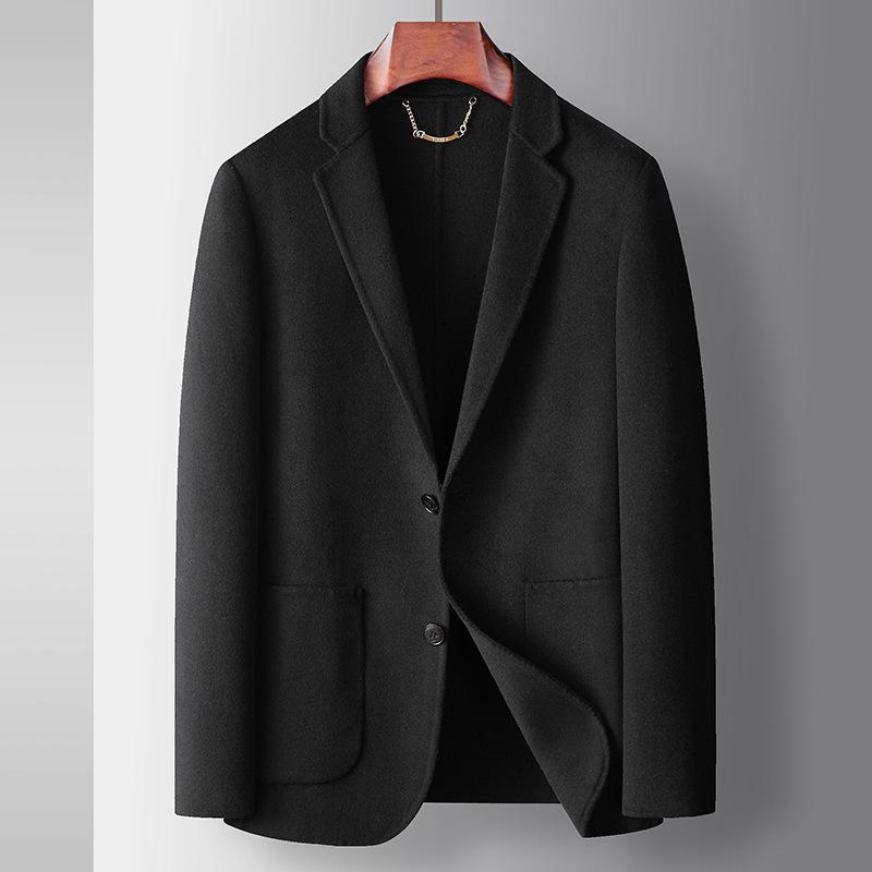 Men's Casual Suit Autumn and Winter Pure Handmade Double-sided Woolen Suit Jacket Middle-aged and Young Business Wool Single West