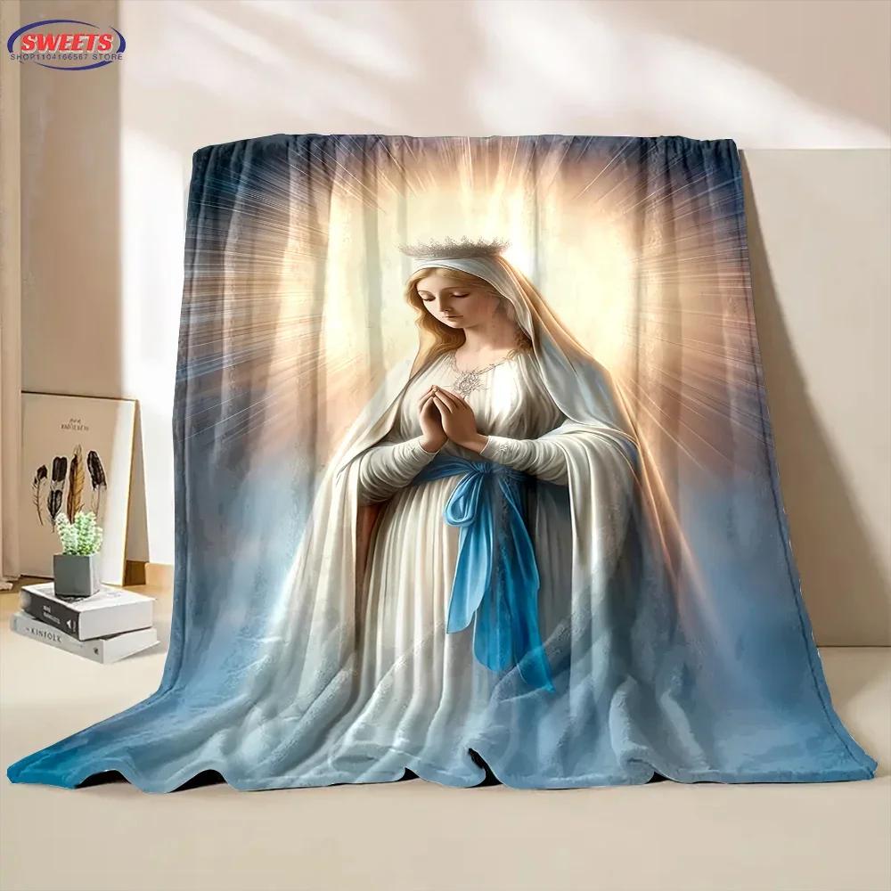 New Arrival ! Virgin Mary Pray Blanket, Warm and Cozy Flannel Blanket, Sofa Bedroom Office Leisure Nap Cover Blanket, Nice Gift
