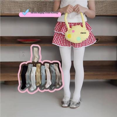 Girls' Combed Cotton Summer Tights: Children's Base Layer Knot Pants and Thin Cotton Socks