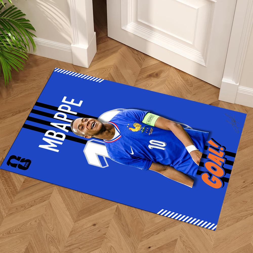 Star Player Kylian Mbappé Floor Mat Perfect for Bedrooms Living Rooms Decorate room Entryway Anti-slip Rug Anime Office Decor