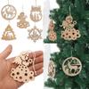 10pcs Navidad Xmas Ornaments Hollow Carving Wooden Pendants Christmas Tree Decorations  Home Decor