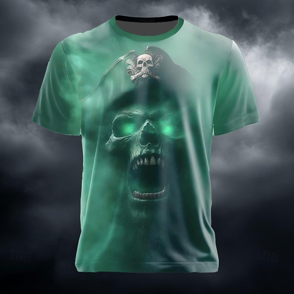 Men's Skull Graphic T-Shirt Novelty 3D Grim Reaper Print Short Sleeve T Shirt Street Personality Party Daily Top Summer Clothing