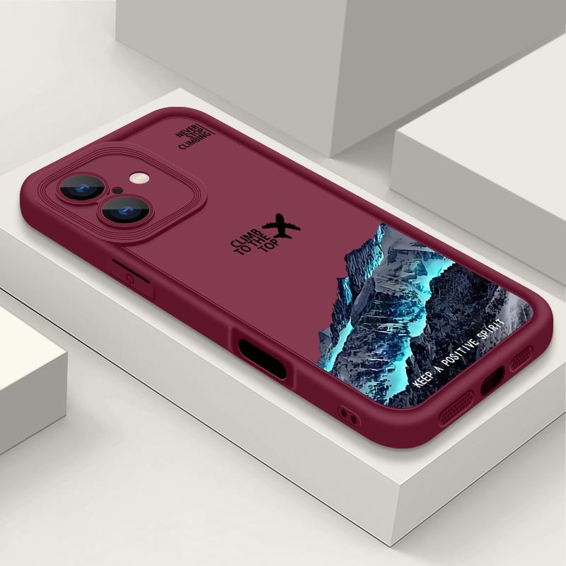 

Противоударный чехол с рисунком самолета и гор для iPhone 16 Pro Max 15 Plus 14 Pro 13 12 11 XS XR 8 7 TPU мягкий матовый силиконовый чехол для телефона iPhone 8 / 7 / SE 2 / SE 3 вино красного