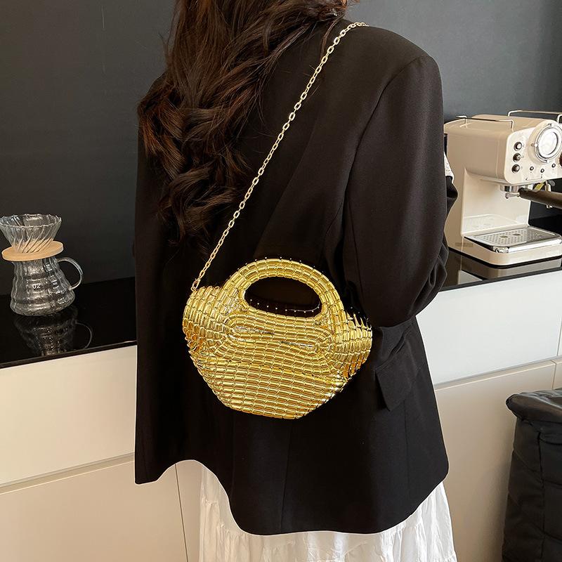 Fashion Small Fragrant Style Personalized Plaid Acrylic Women's Chain Dinner Bag Commuter Versatile Shoulder Messenger Bag