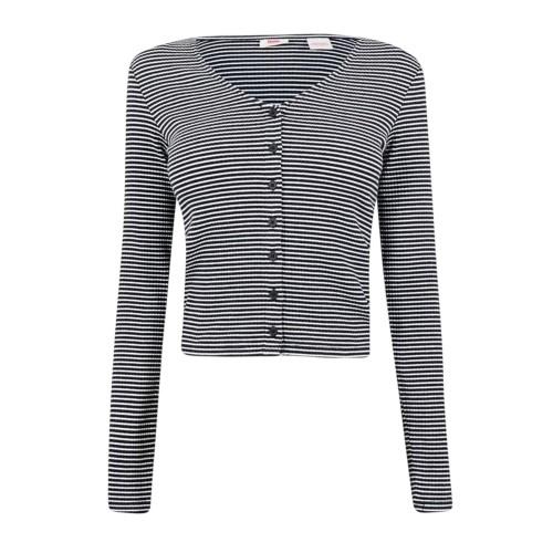 Levis Womens/Ladies Pinstripe Ribbed V Neck Long-Sleeved Top