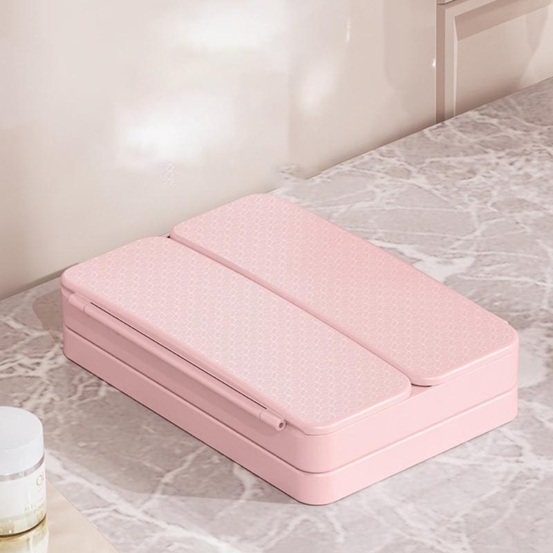 Folding LED Beauty Mirror With Extendable Structure And Rechargeable LED Lights Ideal For Small Space ABS Construction