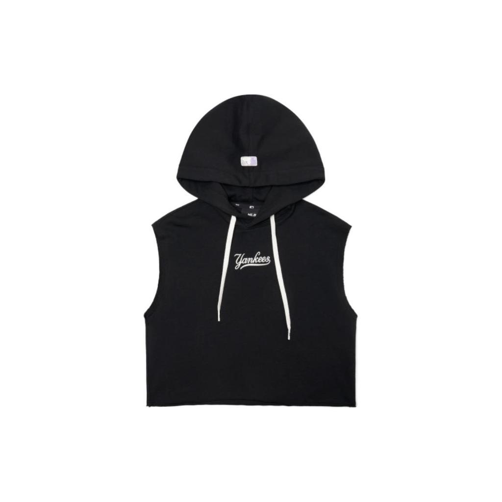 MLB New York Yankees Letter Minimalist Sleeveless Hoodie Women Hoodies Black 3FTK06023-50BKS