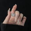 French Irregular Gemstone Open Ring Premium Moonstone Opal Sweet Cool Trendy Female Index Finger Ring