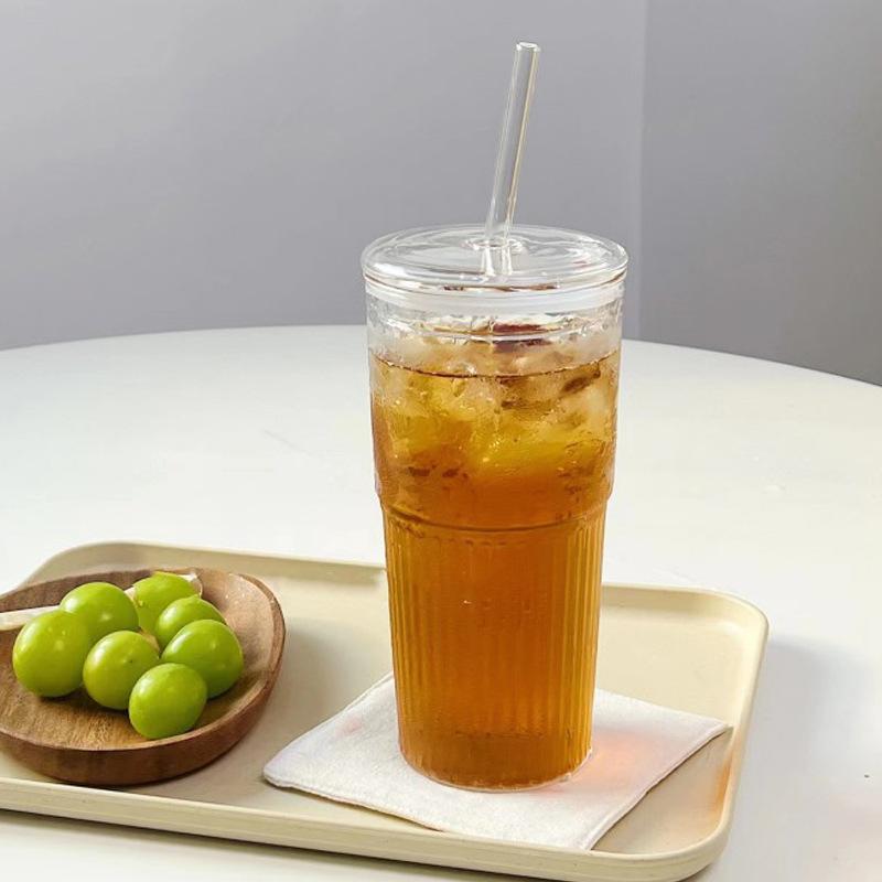 Strohglas mit großem Fassungsvermögen, Obst-Teetasse, für den Haushalt, Sommer-Spezialgetränk, Saftbecher, Trinkbecher, hochborosilikat