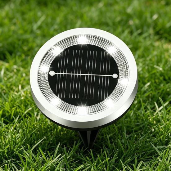 Solar Ground Lights, Glass In-Ground Landscape Lighting, Auto On/Off Waterproof LED Lawn Lamp for Garden Patio Walkway