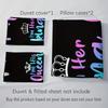 3Pcs Crown Letter Duvet Cover Set (1 Duvet Cover + 2 Pillowcase Without Pillow Insert), Soft And Breathable