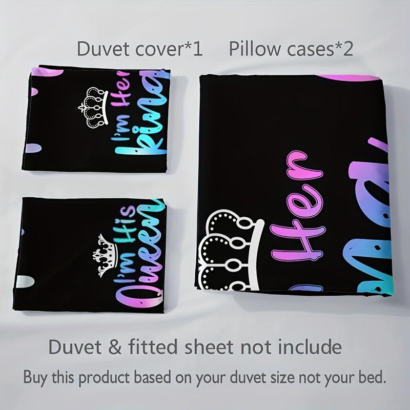 3Pcs Crown Letter Duvet Cover Set (1 Duvet Cover + 2 Pillowcase Without Pillow Insert), Soft And Breathable