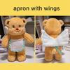 Bear Plush Toy Soft Plush Butter Angelic Bear Cushions with Apron Designs for Comfort Styles Winged Bear Throw Pillow