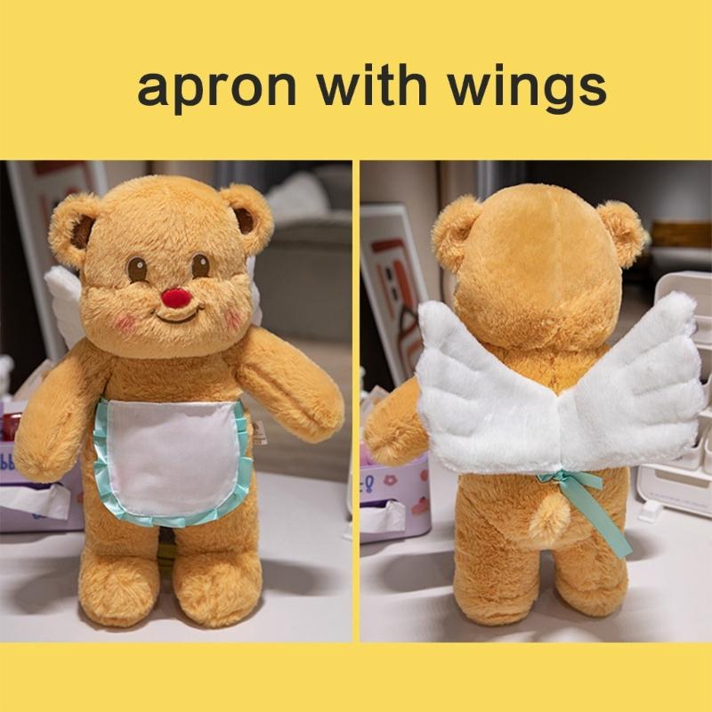 Bear Plush Toy Soft Plush Butter Angelic Bear Cushions with Apron Designs for Comfort Styles Winged Bear Throw Pillow