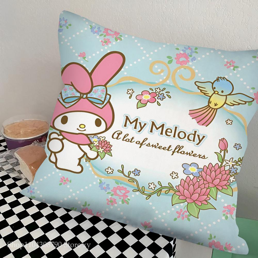 Cartoon My Melody Pillow Case Fashion Square Pillowcase Bedroom Sofa Room Ins Decoration Leisure Cushion Cover 40x40