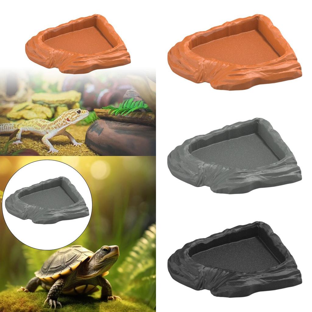 Reptile Bathing Pool Terrarium Bowl Realistic Decor Corner Tortoise Water Food Bowl for Semi Aquatic Turtle Snake Chameleon