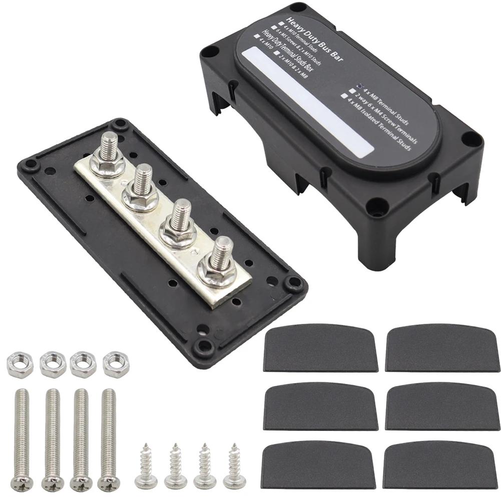 M8 Bus Bar Box Board 48V 300A 4 Way High Current Busbar Cable Organizer Box Boat Auto Max Connection Amplifier Power Case Parts