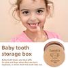 Cutie din lemn pentru dinți de lapte, rotundă, pentru depozitarea dinților deciduali, cutie suvenir pentru dinții de bebeluș, cadou de ziua de naștere sau de botez pentru băieți și fete