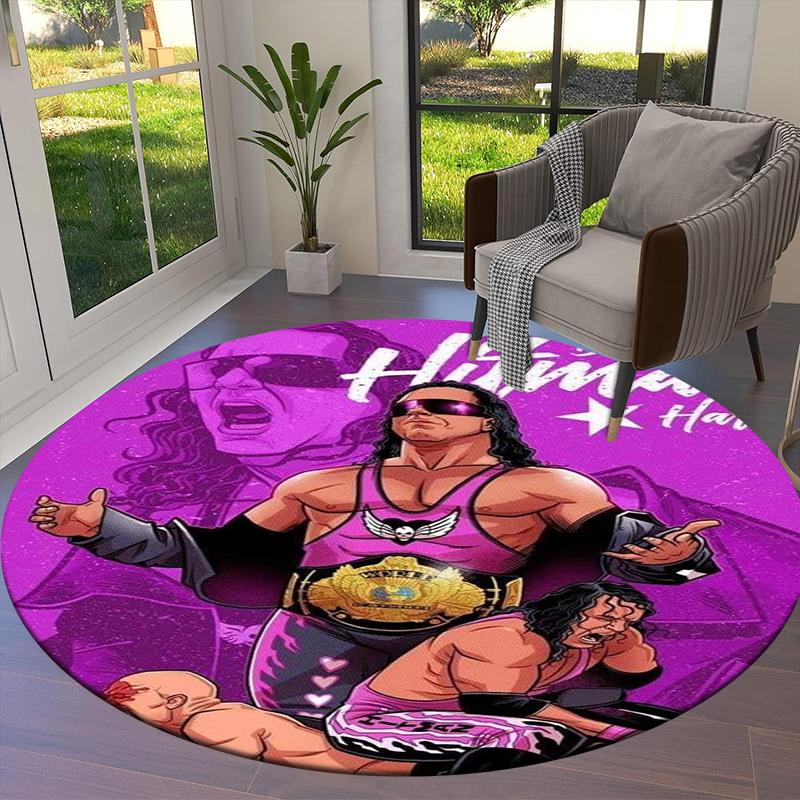 Bret Hart Round Area Rug,Carpet Rug for Living Room Bedroom Sofa Playroom Decor,Non-slip Floor Mat40