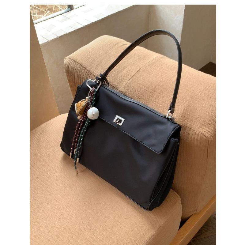 Black Oxford Cloth Commuter Tote Bag Women's Bag Large Capacity Kelly Bag Versatile Portable Messenger Briefcase