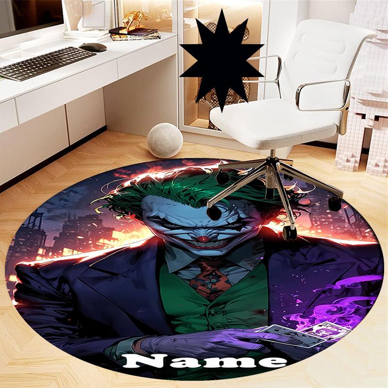 Custom Name Joker Printed Round Rug Carpet Chair Rug Area Rug Entryway Doormats,for Office Chair Living Room Bedroom Kitchen Room.