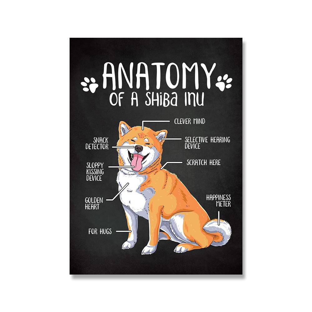 

Скандинавский стиль, анатомия мопса, сибирский хаски, французский бульдог, постер с домашним животным, холст, картина, настенная живопись, детская комната, домашний декор 30x40cm No Framed