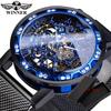Winner Casual Mechanical Watches For Men Golden Roman Fashion Stainless Steel Belt Mesh Strap Wristwatch Clock Relogio Masculino