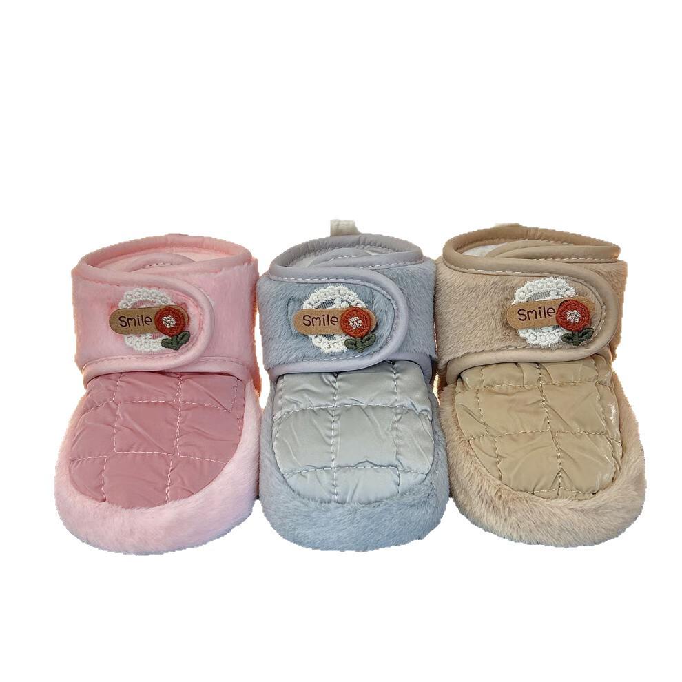 Soft-Sole Warm Cotton Boots for 0-1 Year Olds - Non-Shedding, Unisex, Plush Lined for Autumn & Winter