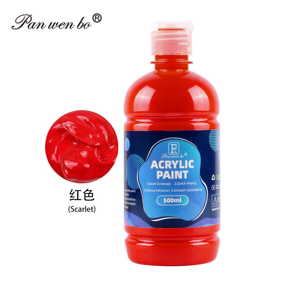 12 Färger Stor Partipack Akrylfärg(500 ml/17 oz) Flaskor, Canvas, Stenar, Trä, Tyg, Keramik, Giftfria för Konstnärer och Vuxna