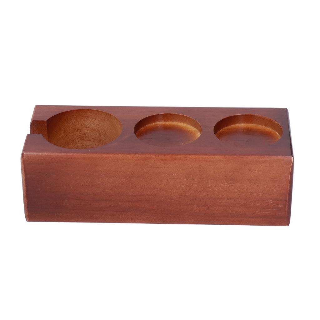 3‑Slots Wood Coffee Tamper Holder Portafilter Storage Stand Tamping Station Coffee Color