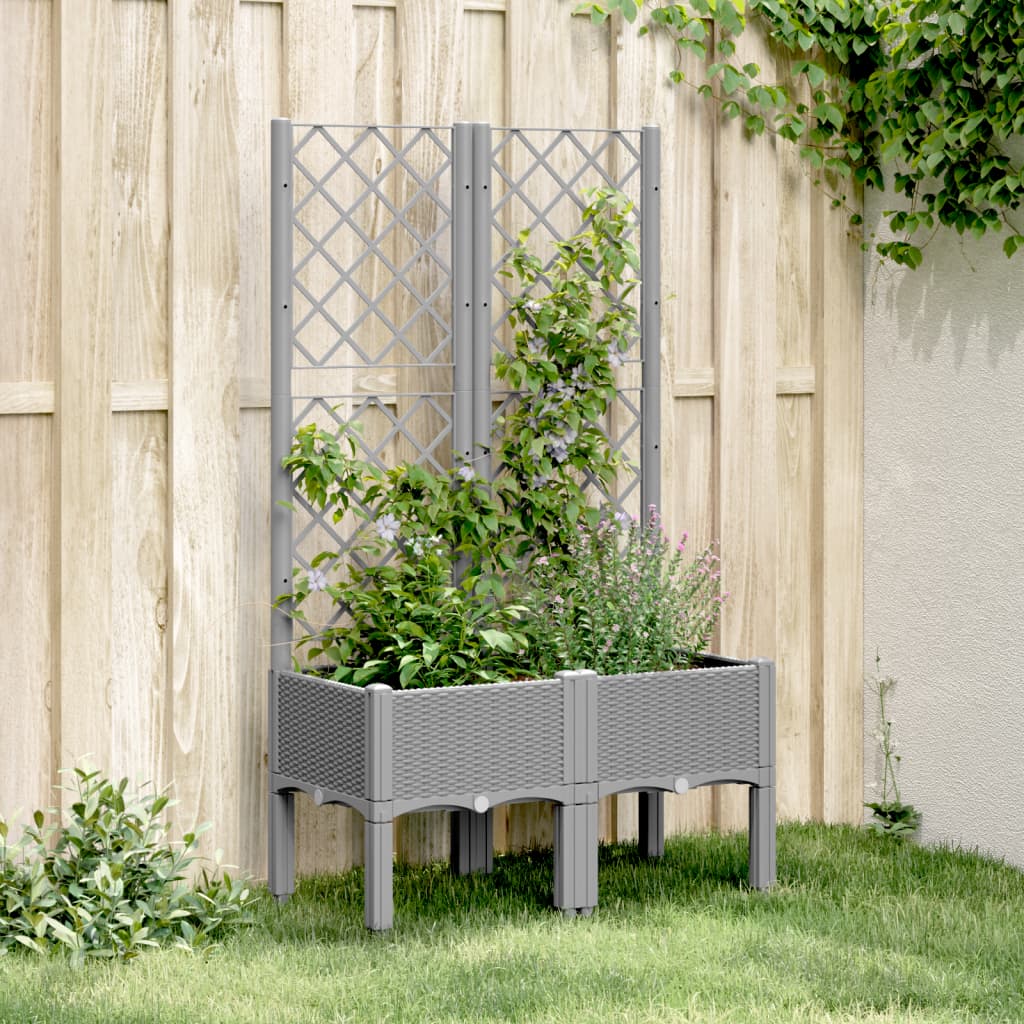 Planter with Trellis Light Grey 80 X 40 X 142 Cm PP