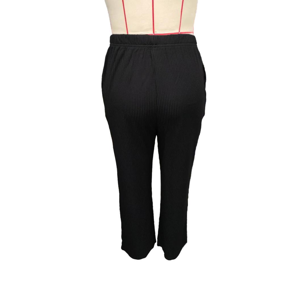 Women's set autumn and winter solid color starry sky thread home long-sleeved round neck top straight trousers