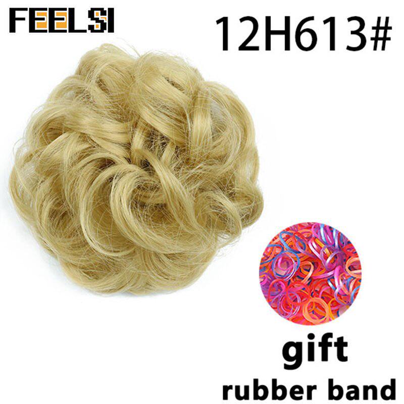 Chignon ondulat de damă cu bandă elastică de cauciuc Scrunchie sintetic pentru păr înfășurat Coc dezordonat posturi