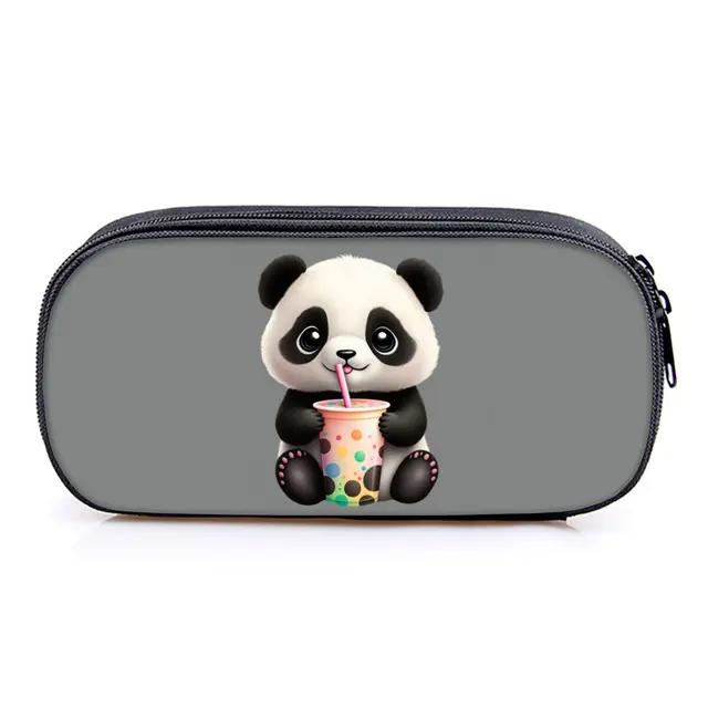 Hot Sales Panda Print Layered Fabric Pencil Case 3D Cartoon Pen Bag Best Gift for Boys/Girls School Supplies