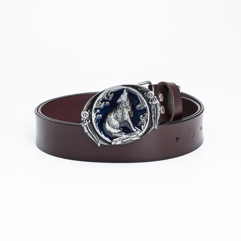 Herr Retro Västerländsk Cowboy Ko-läder Bälte - Djurdesign, Ungdomsstil