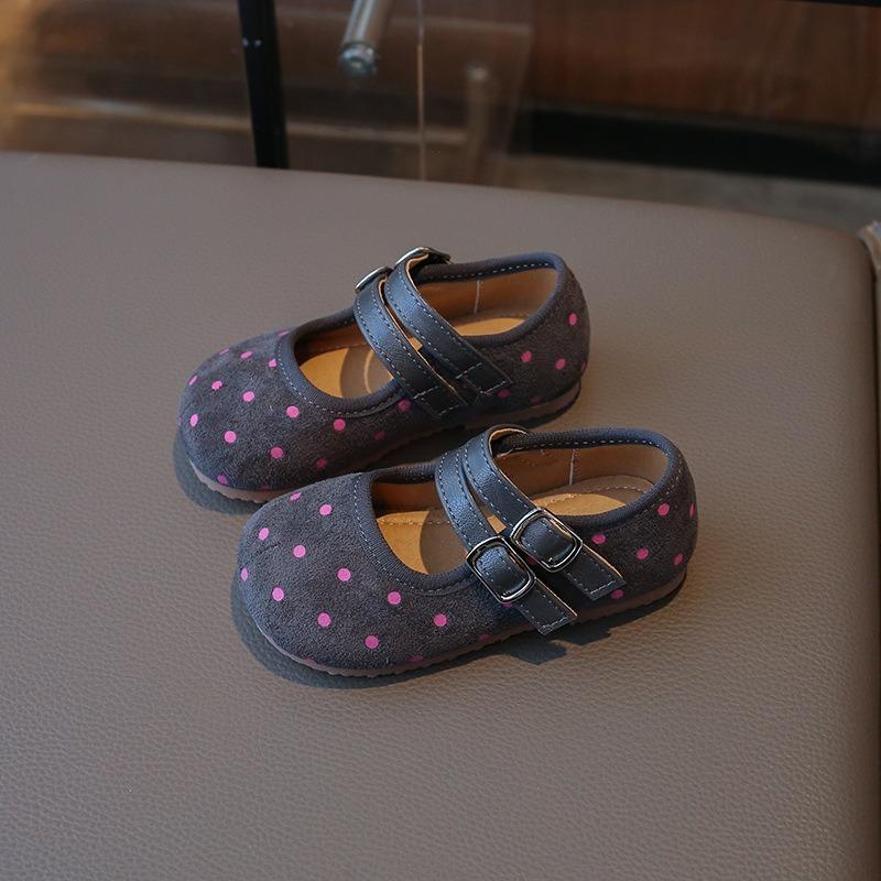 Zapatos de Cuero para Niñas, Nuevo Modelo Otoño Estilo Coreano, Zapatos de Princesa para Bebé con Lunares, Zapatos Birkenstock de Suela Blanda, Zapatos Planos para Niñas Pequeñas