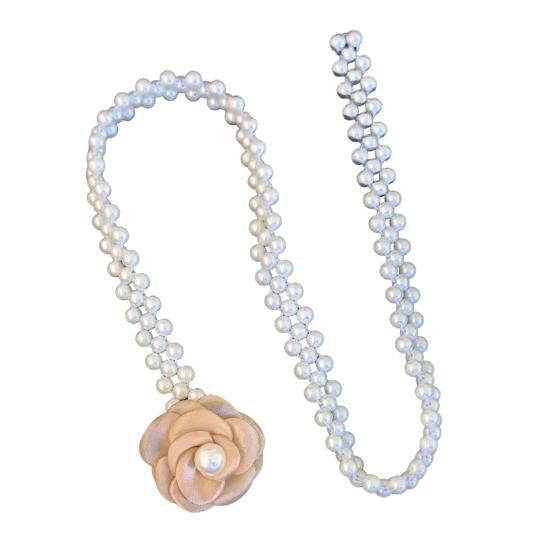 

Waist Chain Imitation Pearls 3D Flower Decor Waist Chain Adjustable Fit Retro Dress Waist Belt Special Occasions Accessory