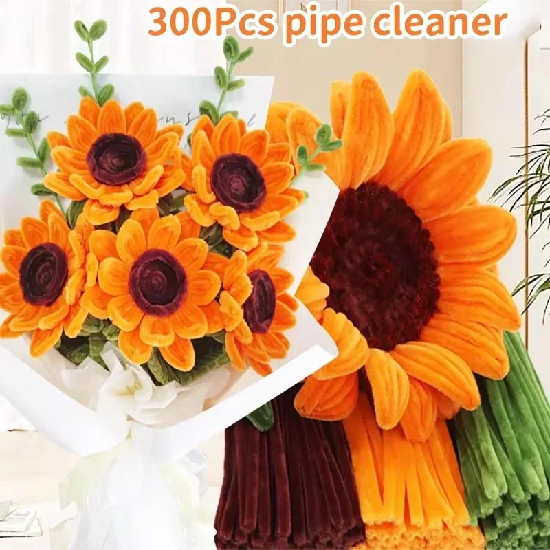 100/300pcs Pipe Cleaners Chenille Stem Craft Flower Supplies, 3 Colors Pipe Cleaners Set for DIY Art and Craft Decorations