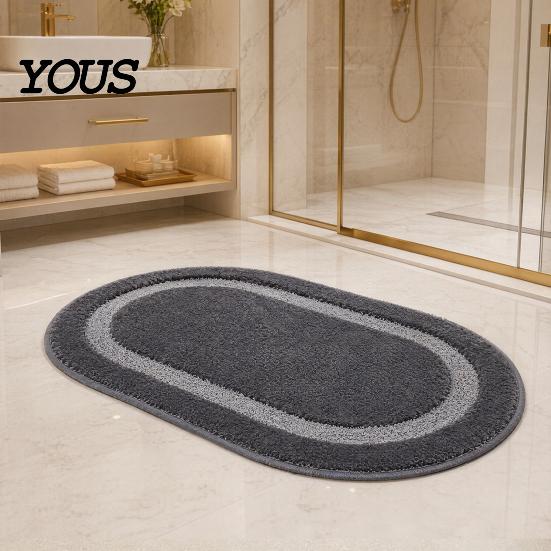 Alfombra de Baño Ovalada Alfombra, Microfibra Suave Altamente Absorbente Baño Antideslizante Antideslizante Felpa Esponjosa Felpudo para Ducha Bañera Lavabo