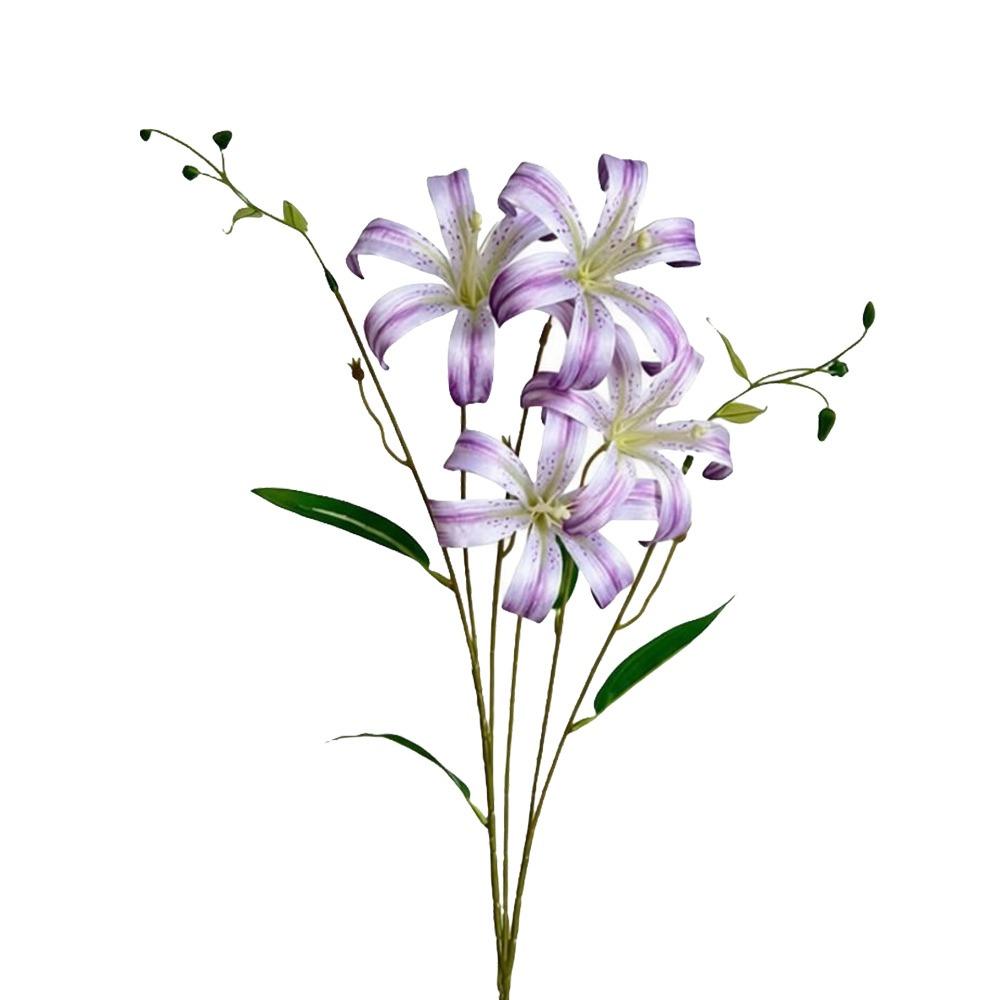4 Heads Artificial Lilis DIY Flower Floral Arrangement Simulation Flowers Multicolor Realistic Wedding Bouquet Home Decoration