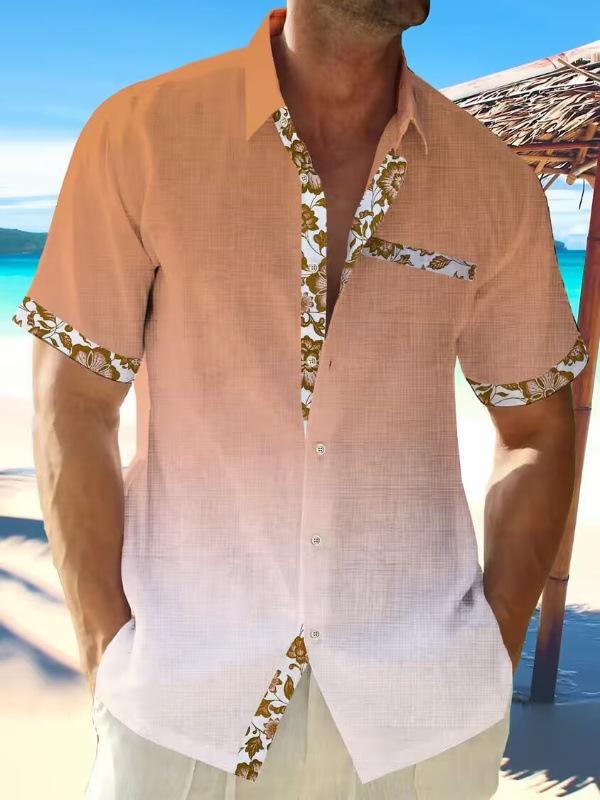 YPRS Men's 2026 Summer Floral 3D Print Short-Sleeved Beach Shirt