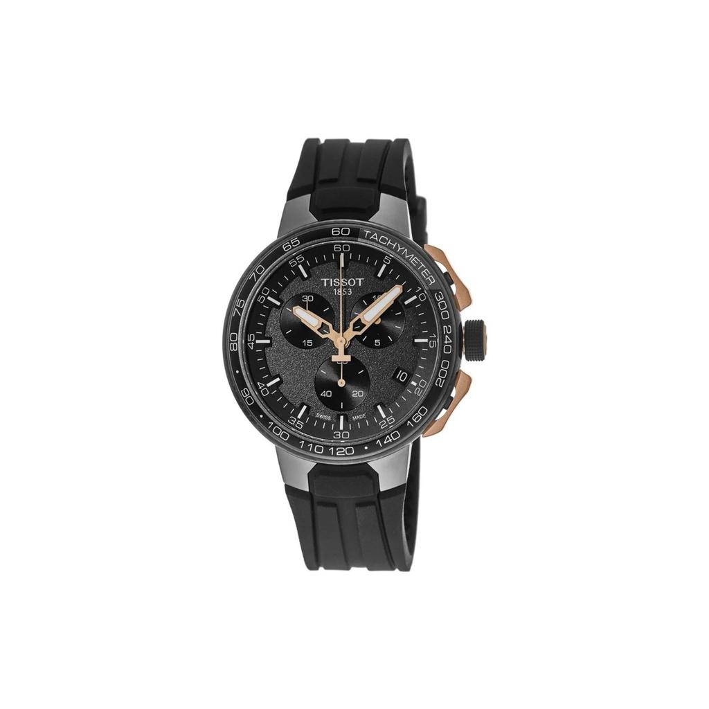Tissot Racing Series Quartz Movement Three Eyes Luminous Date Display Watch Men watches Black Steel Silicone T111.417.37.441.07
