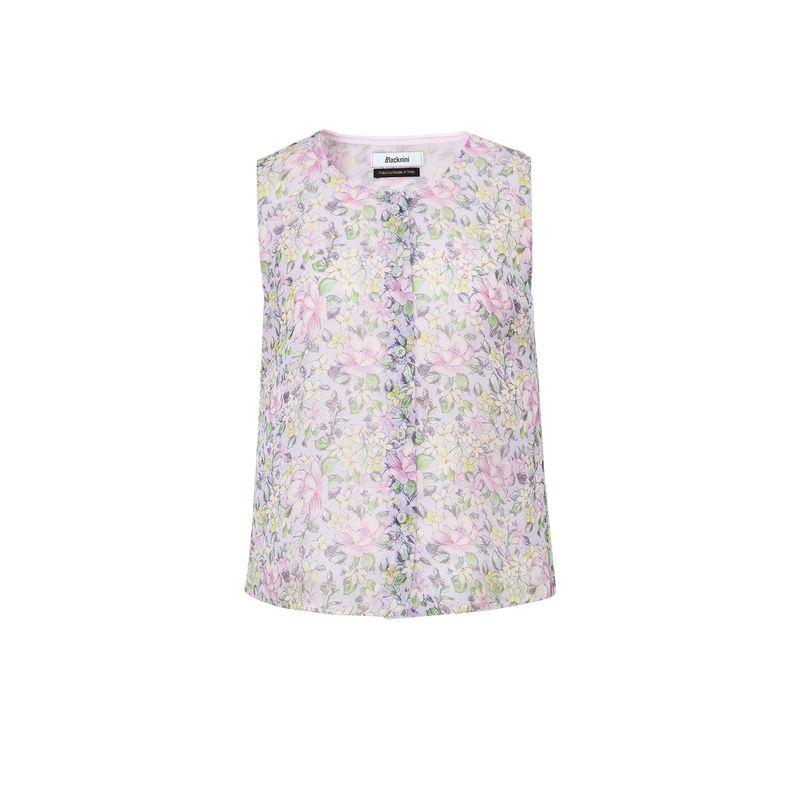 

Blacknini Seven Li Xiang Italy Import 1oo Mulberry Silk Print New Chinese round Neck Vest/Skirt Print vest (100 Mulberry Silk)(In stock) M