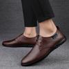 New 2024 Men Dress Shoes Genuine Leather Breathable Middle Aged Business Round Toe Wedding Footwear Male Flat