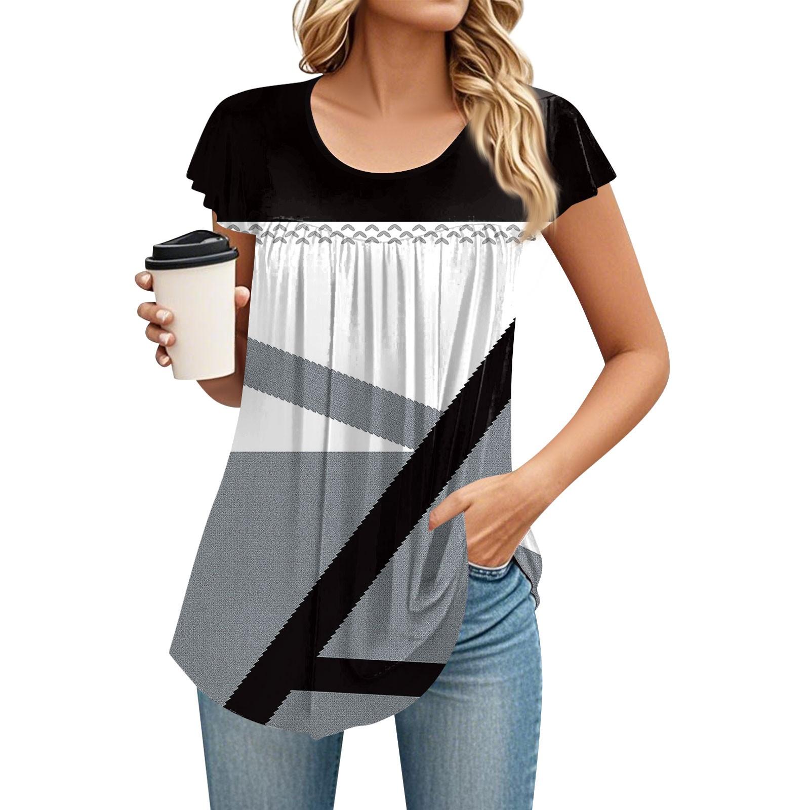 

Жіноча футболка середньої довжини з круглим вирізом і короткими рукавами Вільна повсякденна футболка з короткими рукавами XXXL